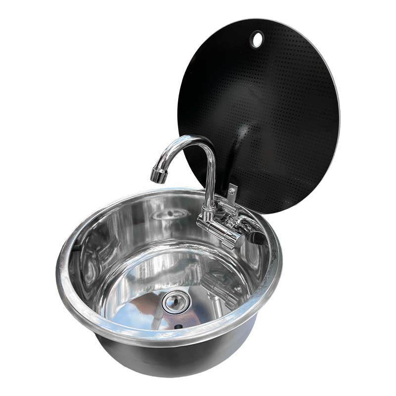 Commercial Kitchen Sink - RV Circular Sink with Lid Kitchen