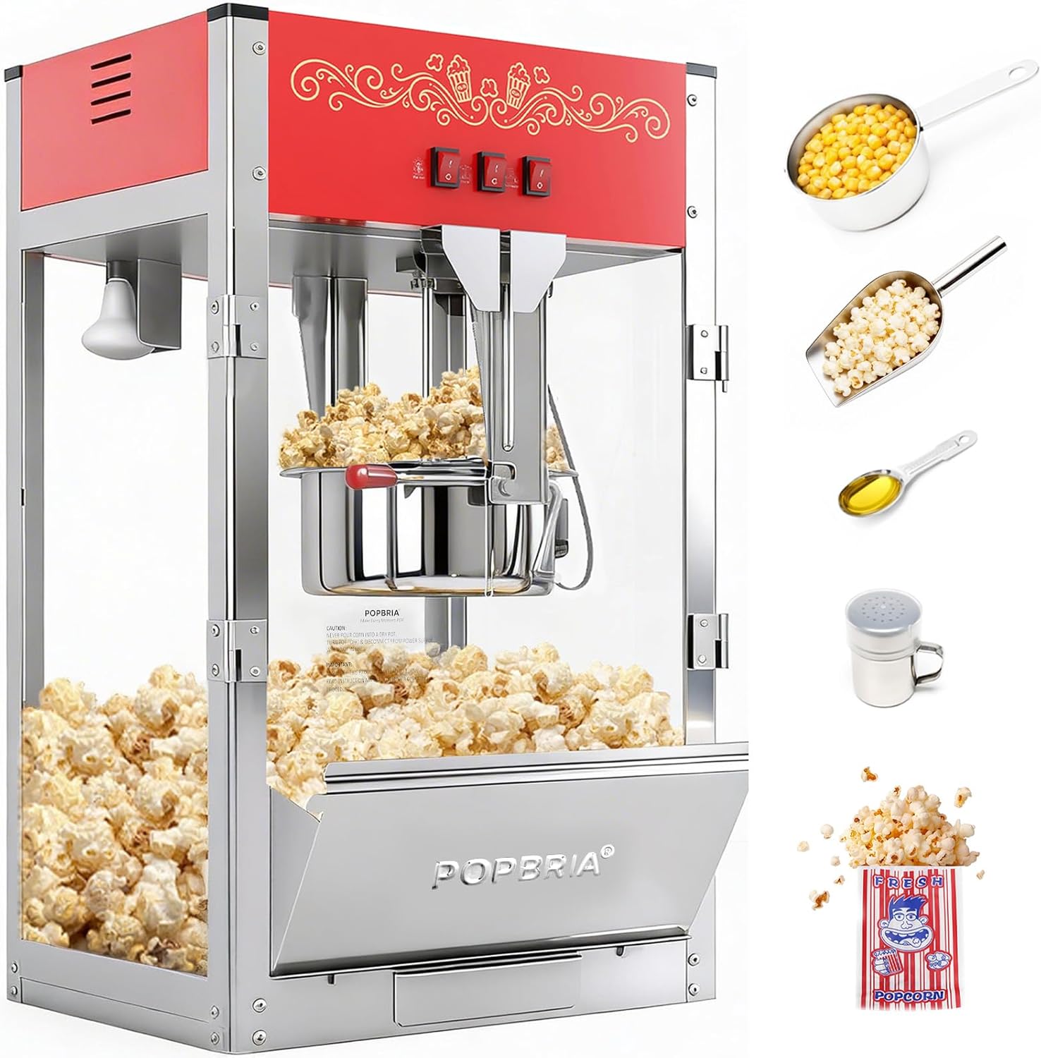 Commercial Popcorn Machine - Commercial Popcorn Machine, Authentic 16oz Kettle