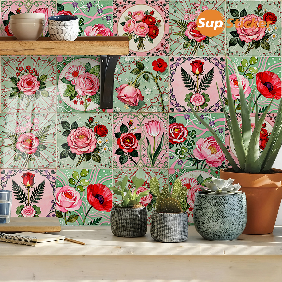 Floral Lemon Peel & Stick Wall - Commercial Kitchen Wall Panels review and price