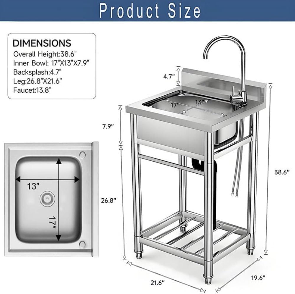 Stainless Steel Utility Sink w - Commercial Kitchen Sink review and price
