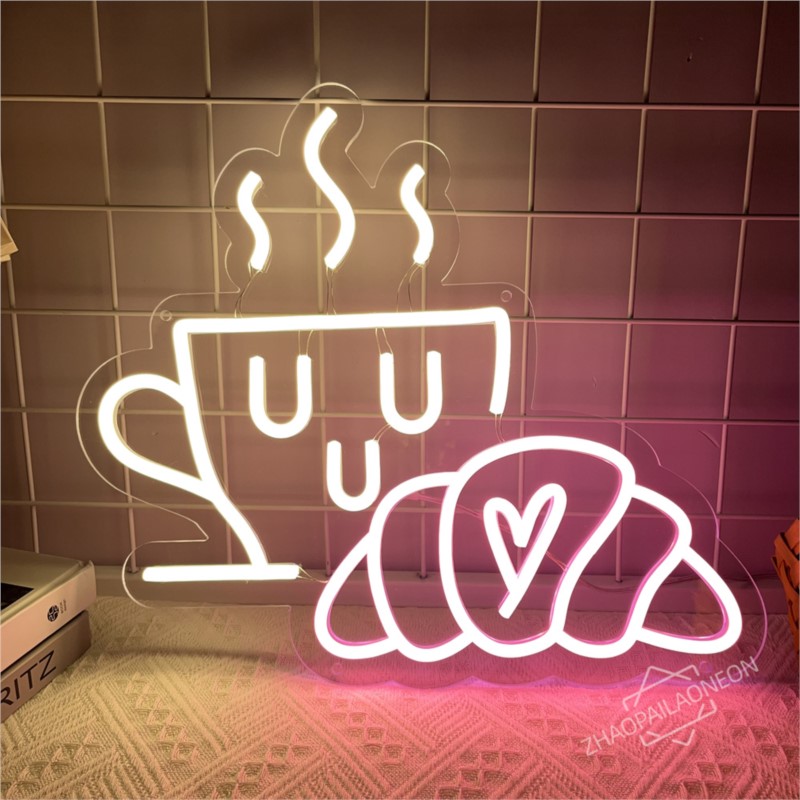 Coffee Bread Neon Sign Croissa - Commercial Kitchen Walls review and price
