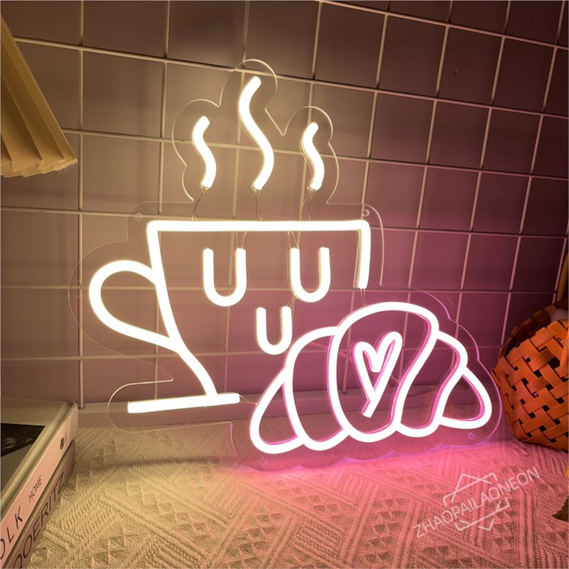 Coffee Bread Neon Sign Croissa - Commercial Kitchen Walls review and price