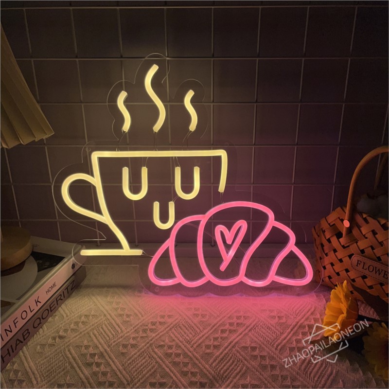 Coffee Bread Neon Sign Croissa - Commercial Kitchen Walls review and price