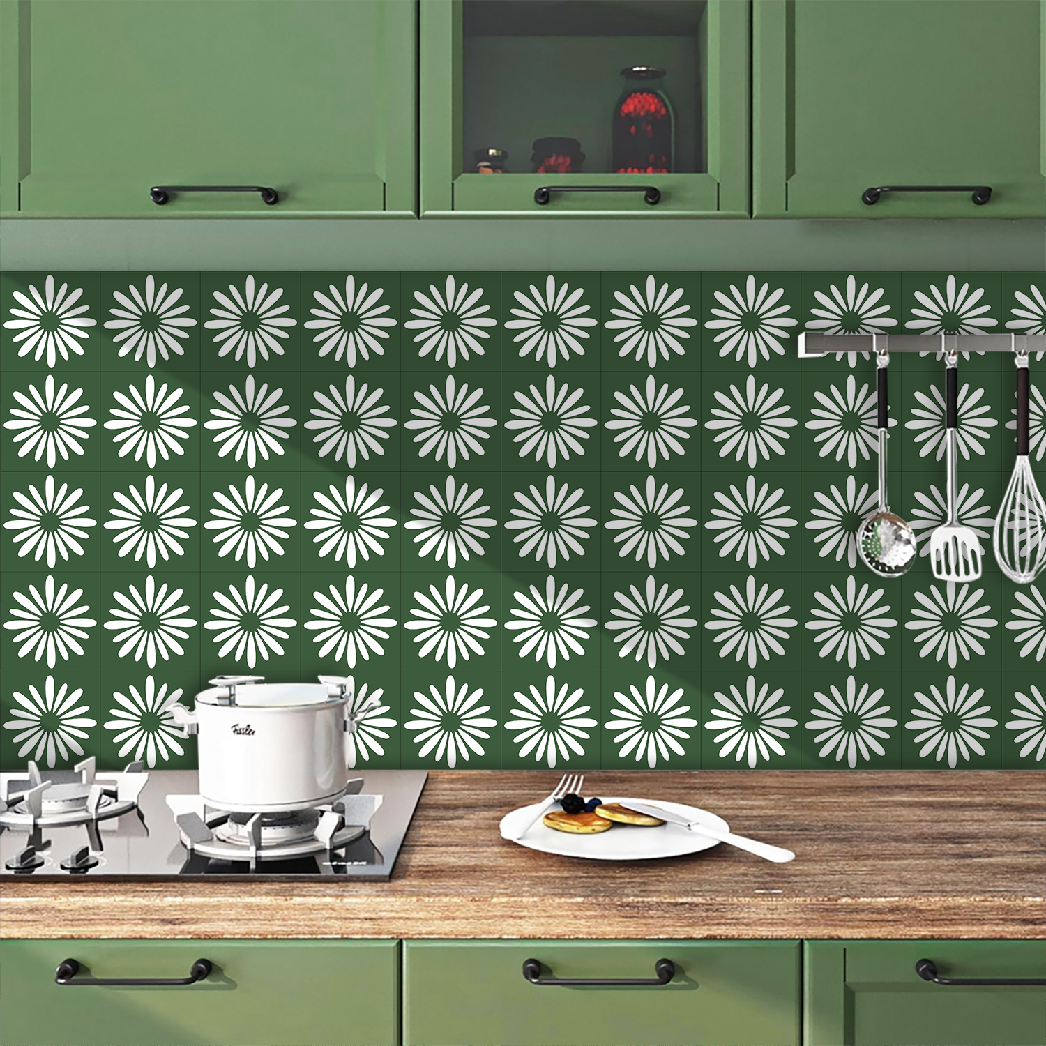 10pcs Green Daisy Matte Surfac - Commercial Kitchen Wall Panels review and price