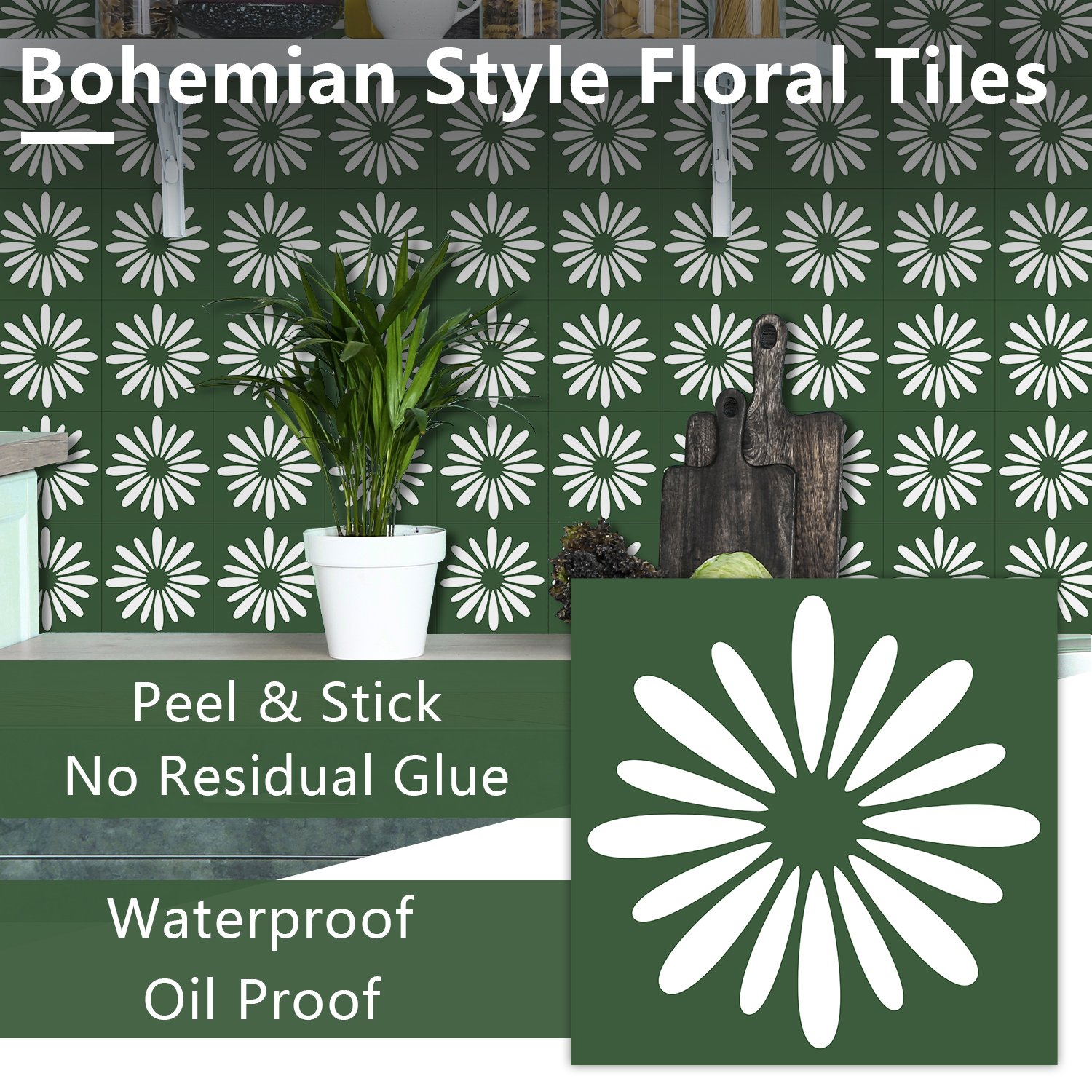 10pcs Green Daisy Matte Surfac - Commercial Kitchen Wall Panels review and price
