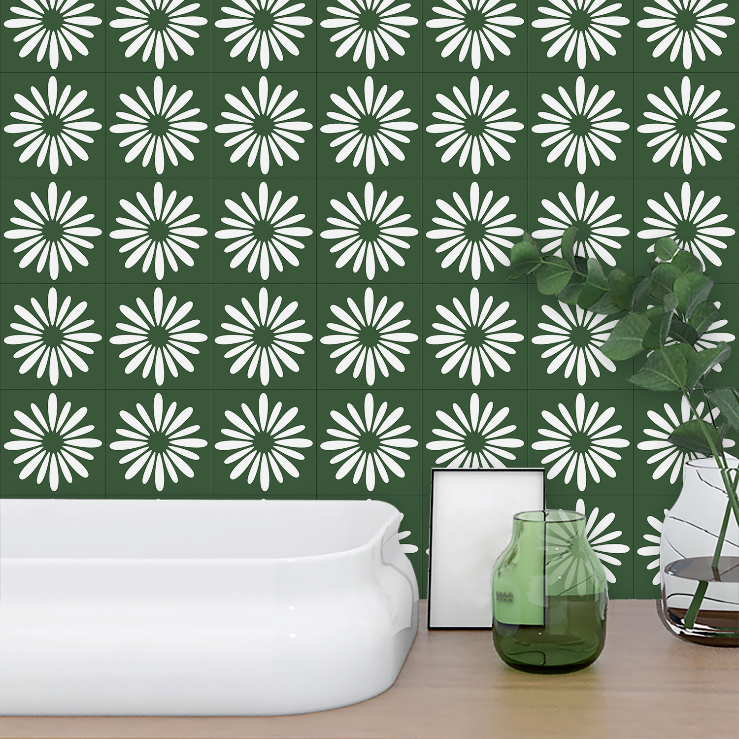 10pcs Green Daisy Matte Surfac - Commercial Kitchen Wall Panels review and price