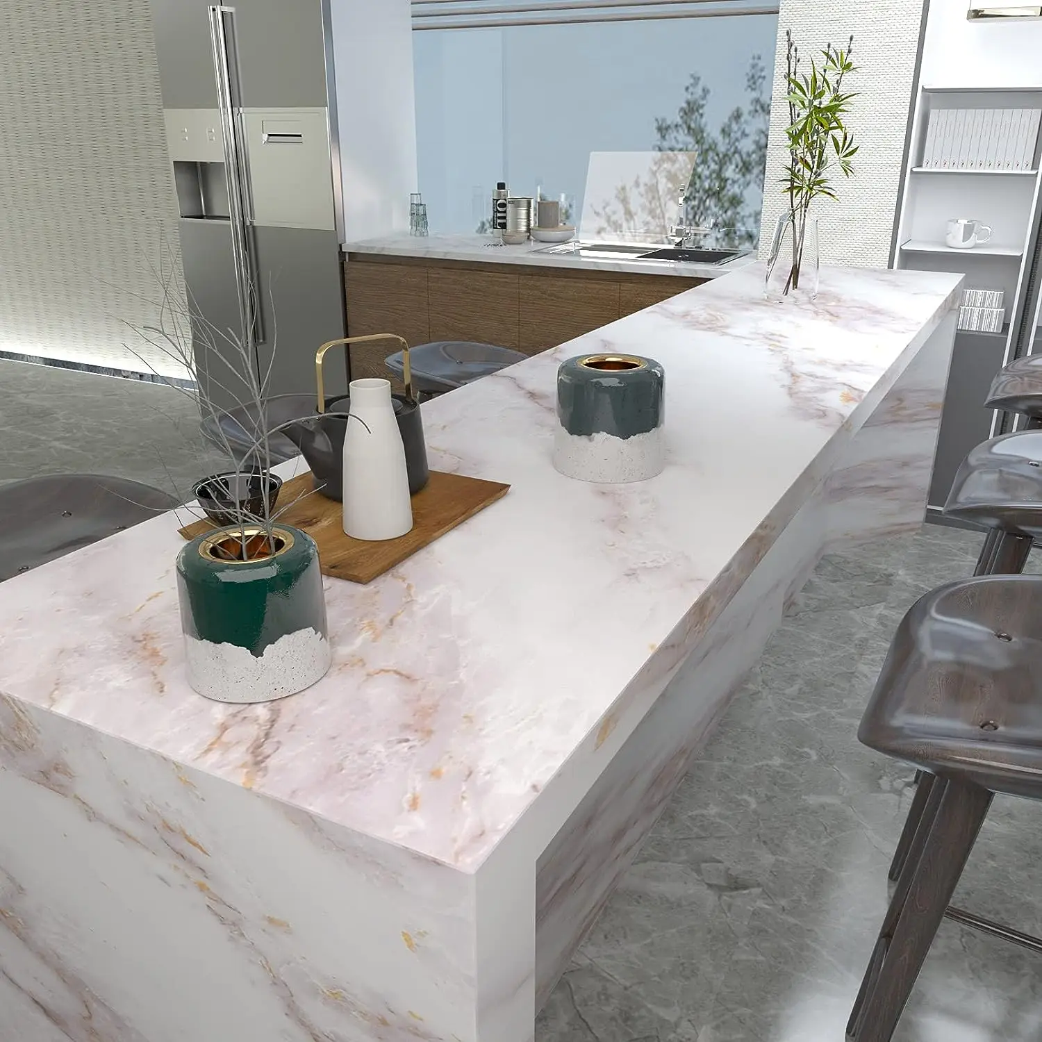 Matte Marble Self Adhesive Sti - Commercial Kitchen Wall Panels review and price