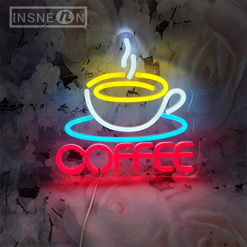 Coffee Cup Designed Neon Sign  - Commercial Kitchen Walls review and price