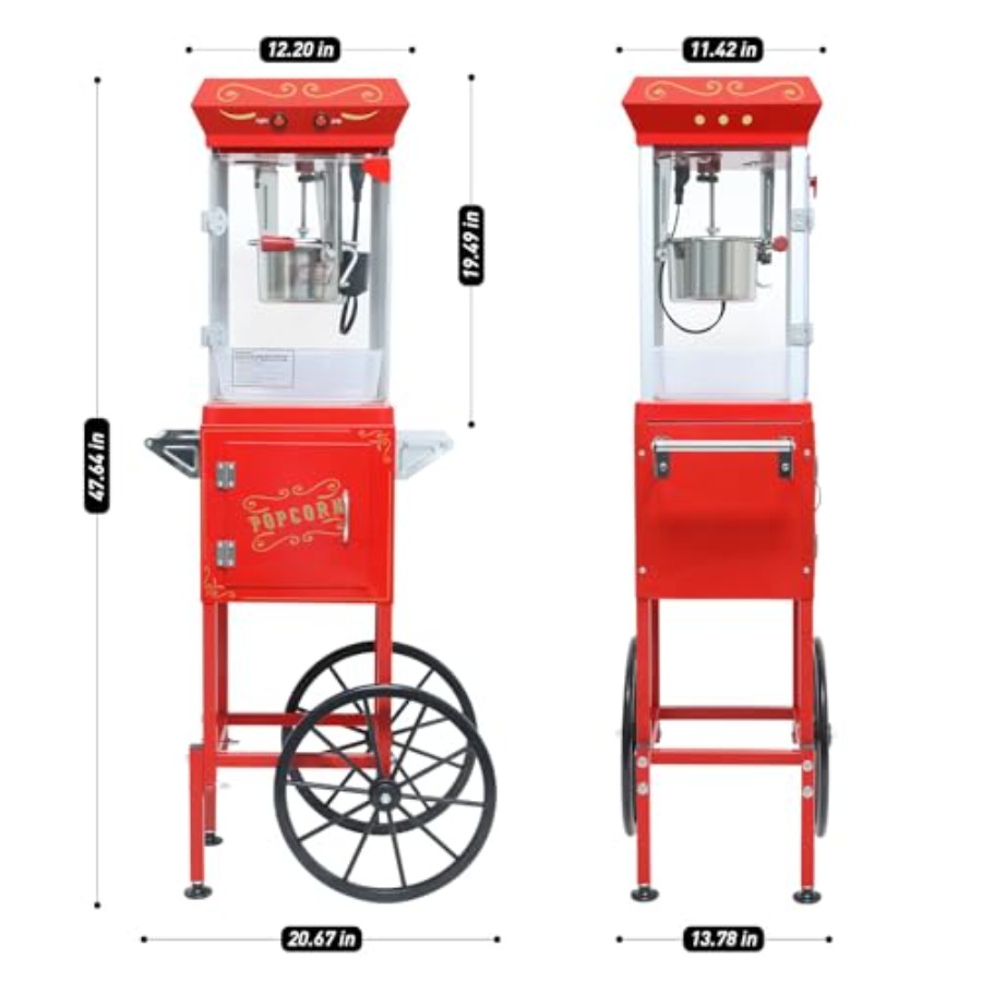 Popcorn Machine with Cart on W - Commercial Popcorn Machine review and price
