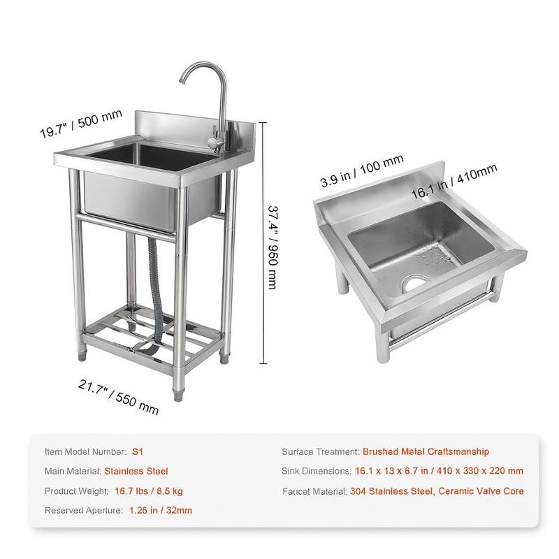 Stainless steel washbasin, fre - Commercial Kitchen Sink review and price