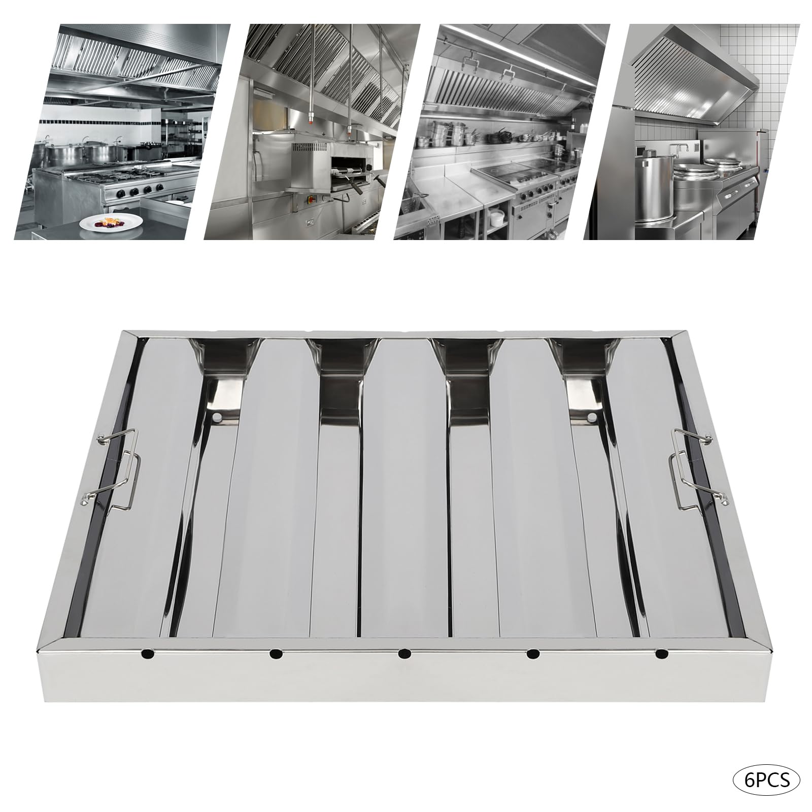 6 Pack Hood Filters, Stainless - Commercial Kitchen Exhaust Hood review and price
